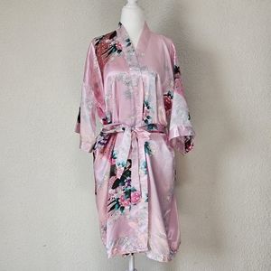 Pink Short Satin Robe